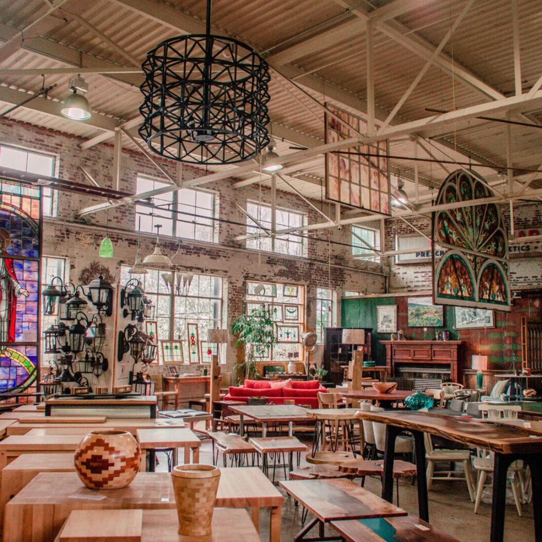 Goods on display inside a salvage store