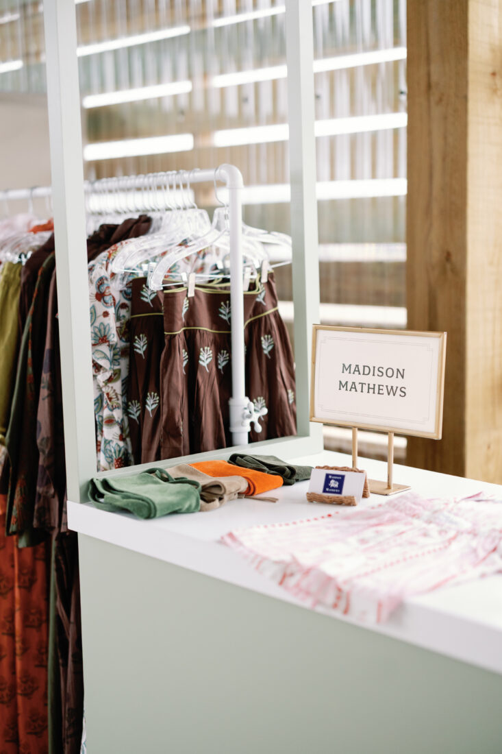 Apparel and accessories by
Madison Mathews.