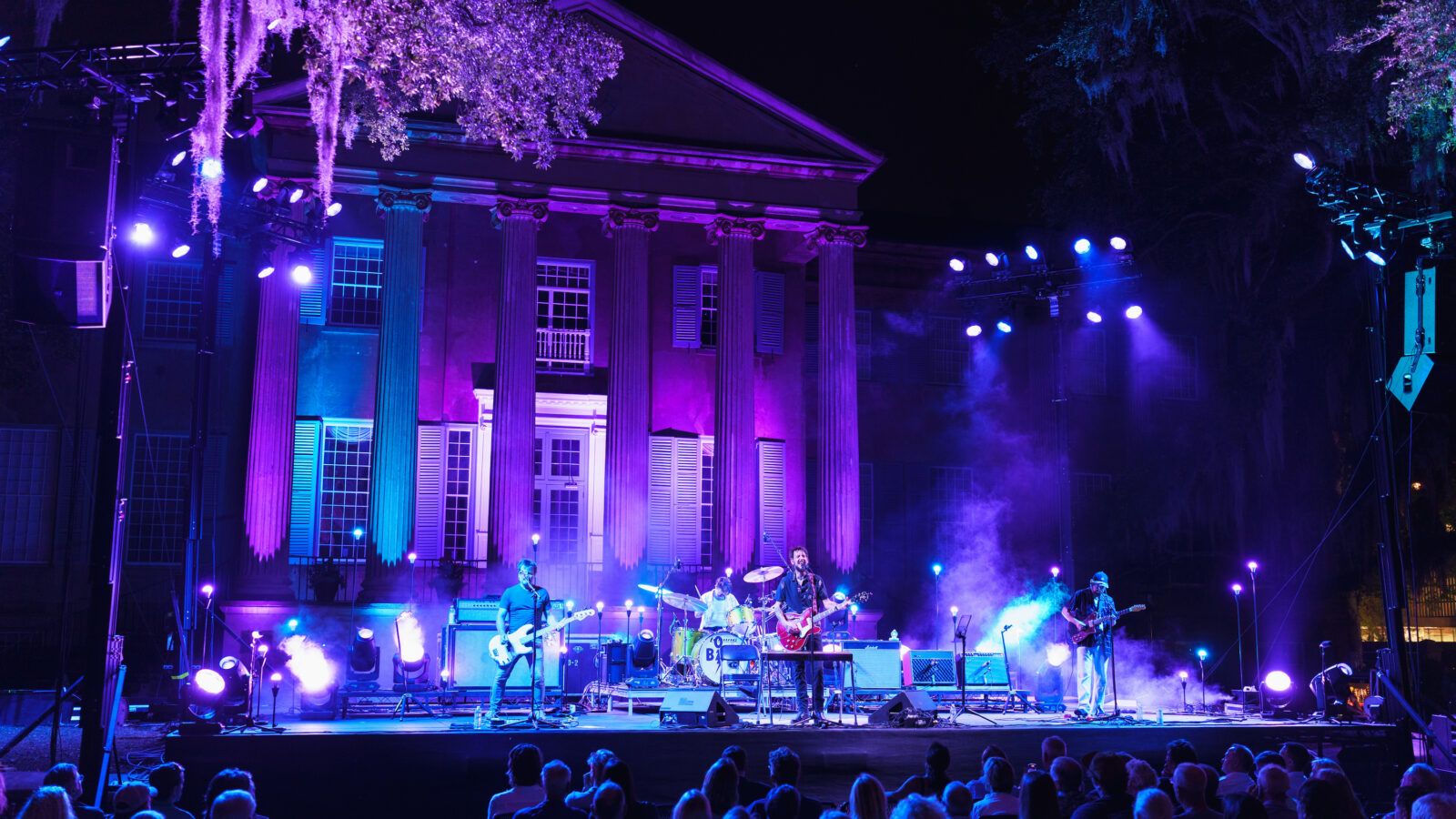 A band performs on a stage