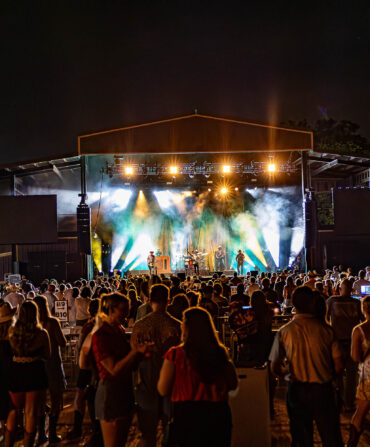 A concert outside at night