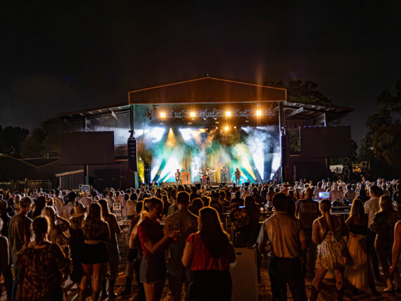 A concert outside at night