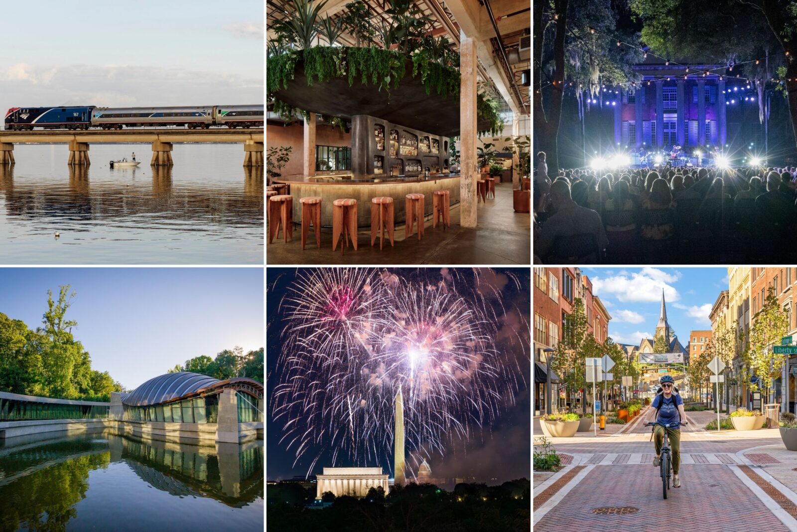 A collage of different travel spots