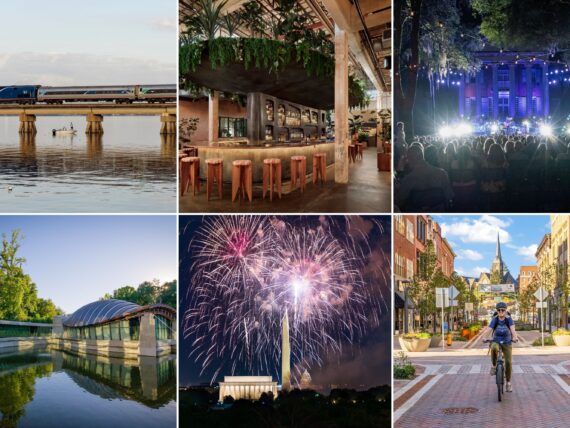 A collage of different travel spots