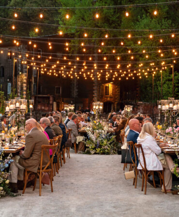 An event dinner with flowers