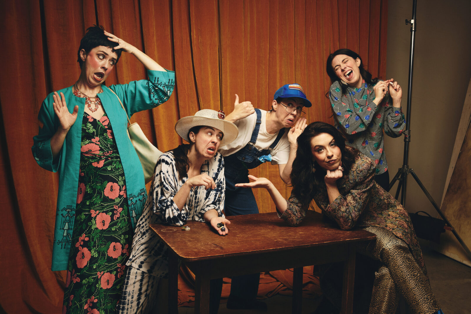 A woman in different costumes