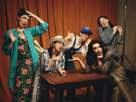 A woman in different costumes