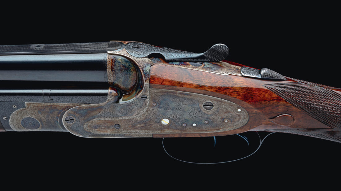 A detail of a shotgun