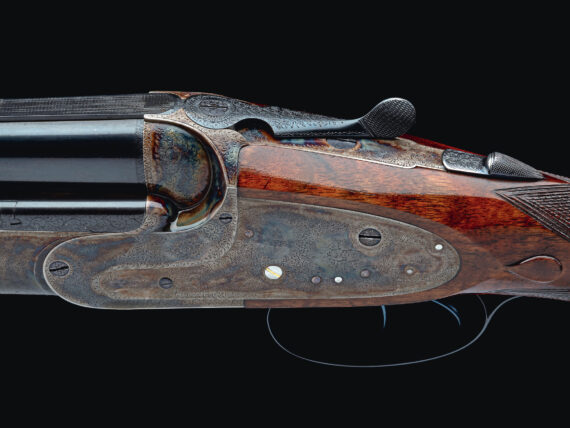 A detail of a shotgun
