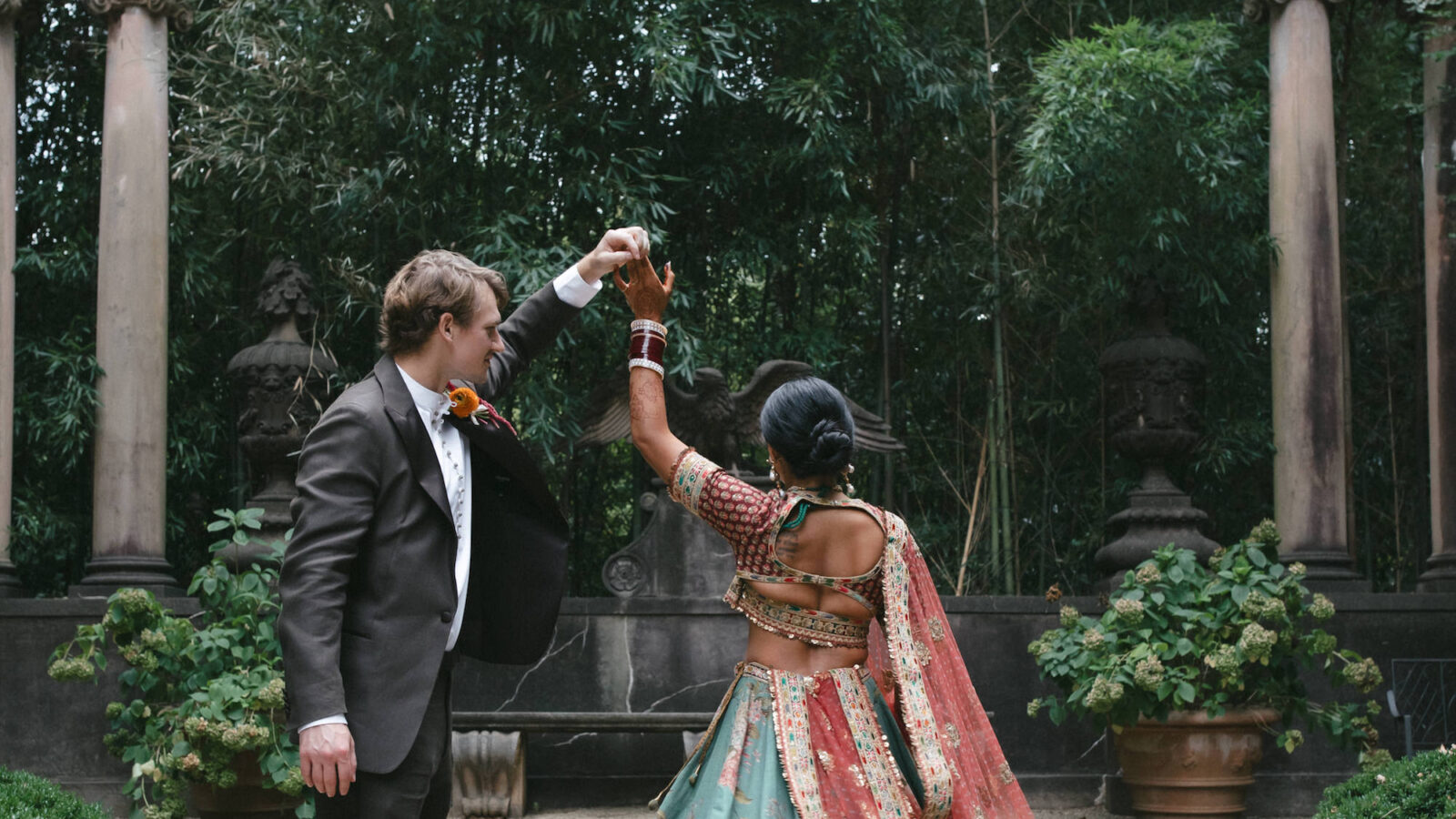 A couple in a garden