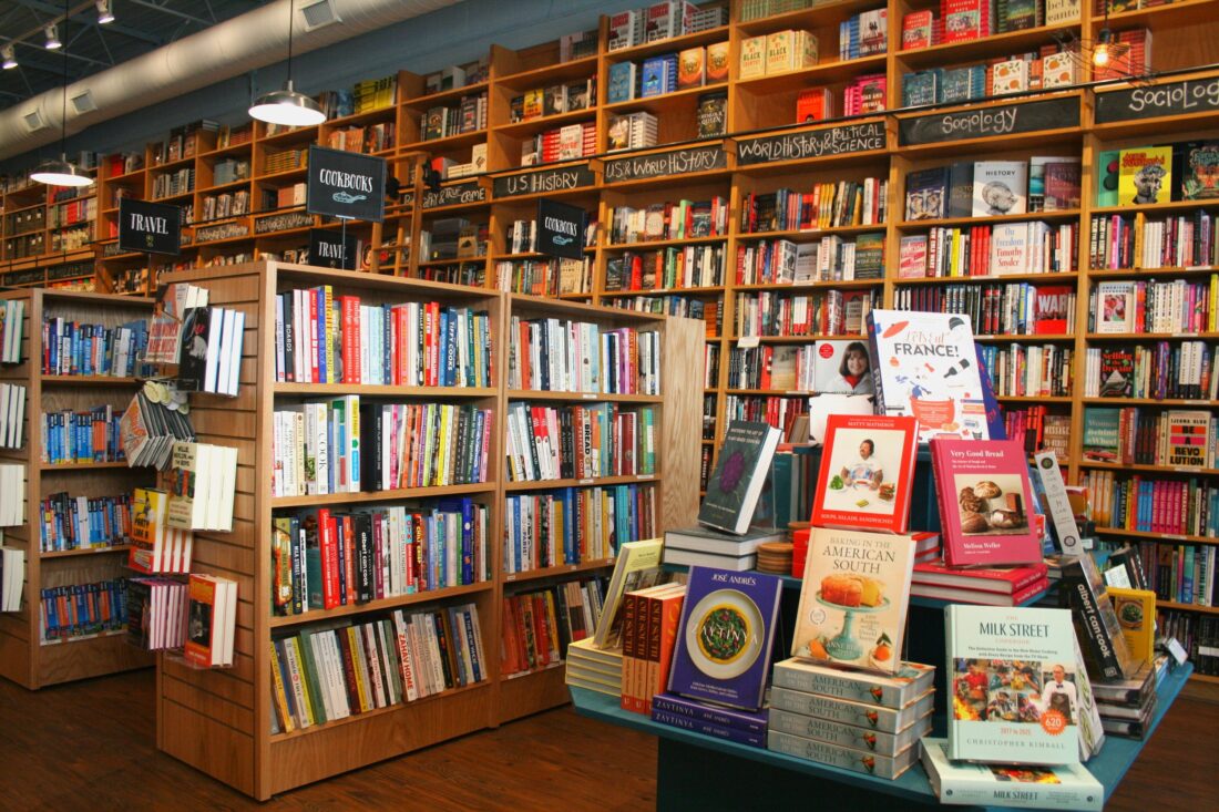 Inside a bookshop
