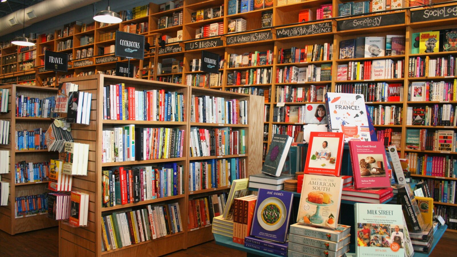 Inside a bookshop