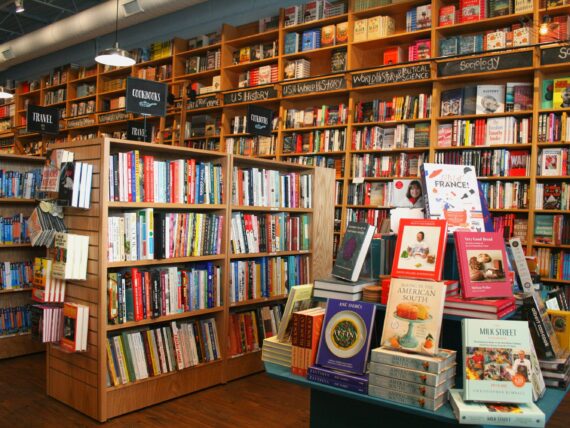 Inside a bookshop