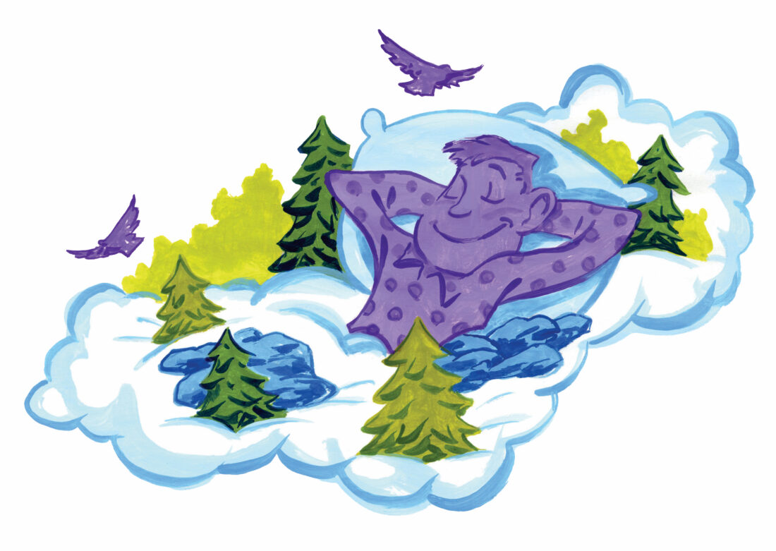 camping in the clouds illustration