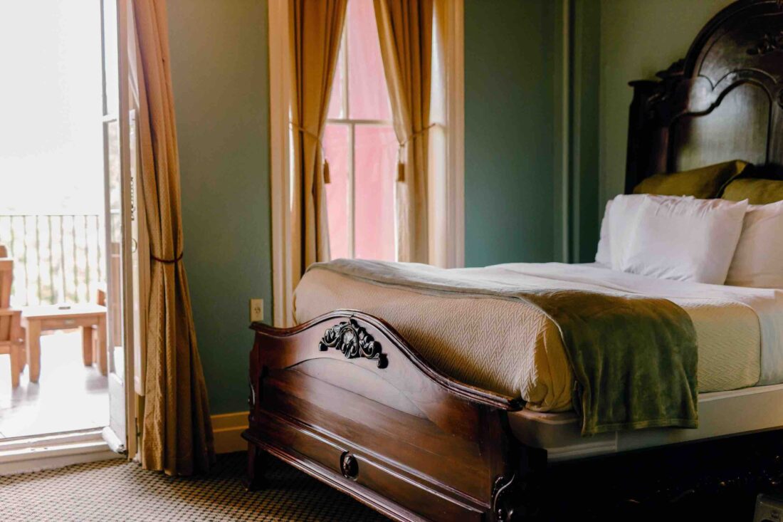 A green hotel guest room