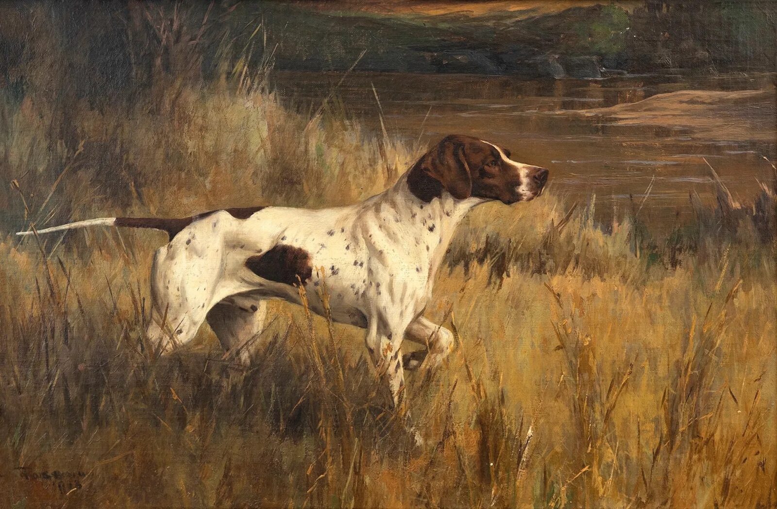A painting of a pointer dog