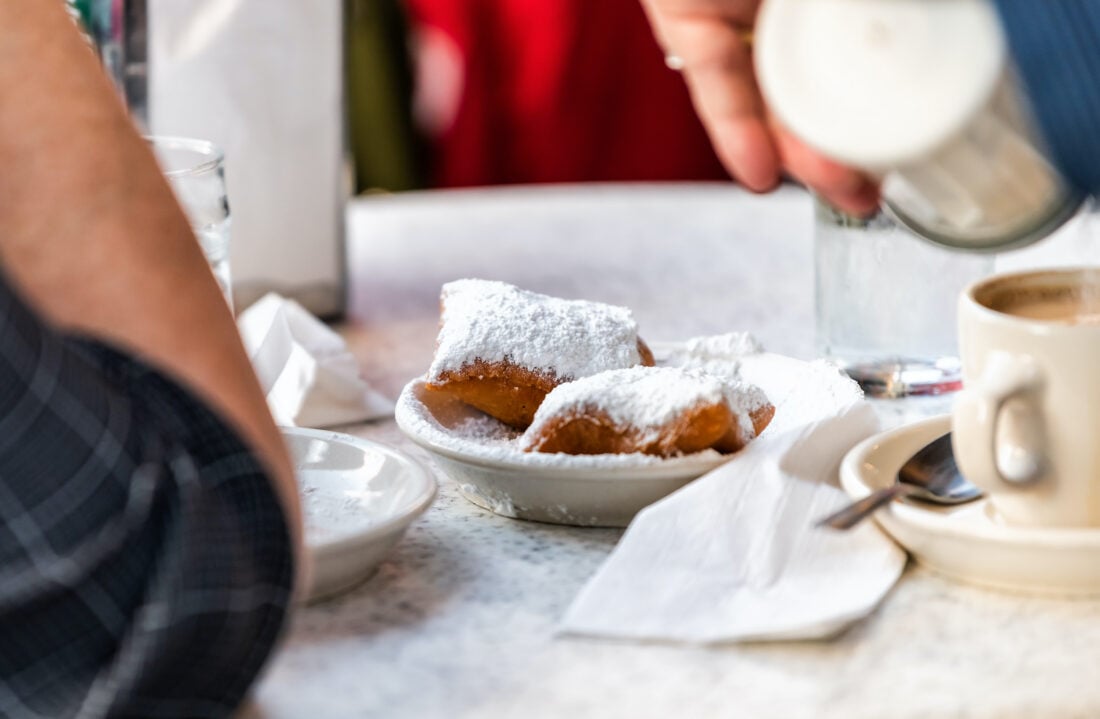 Beignets on a table