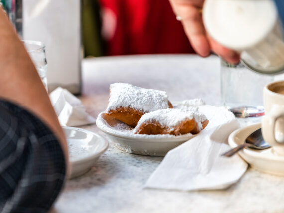 Beignets on a table