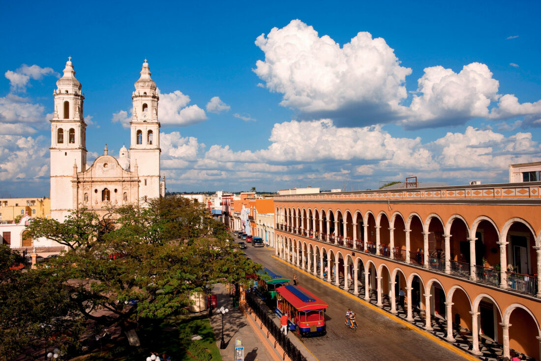 An orange building in Campeche