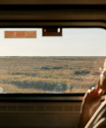 A window seat on a train