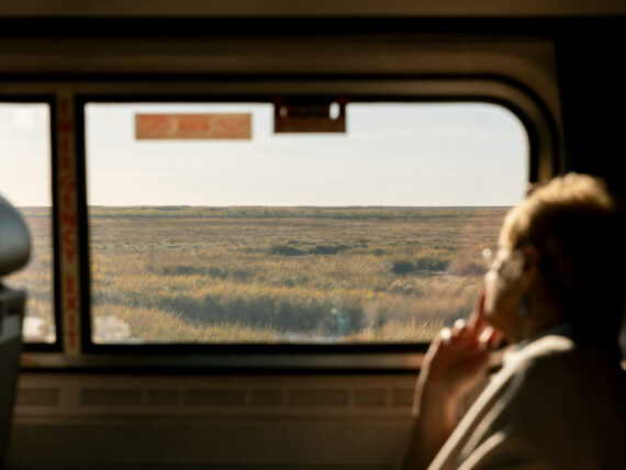 A window seat on a train