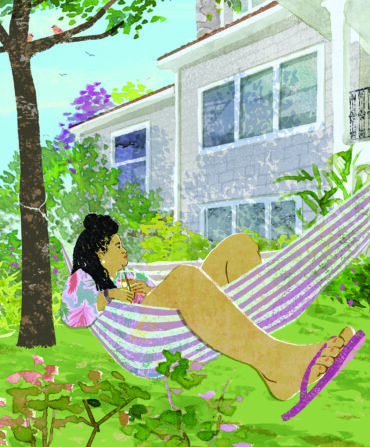 illustration of woman in a hammock