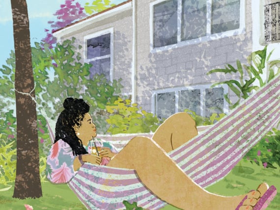 illustration of woman in a hammock