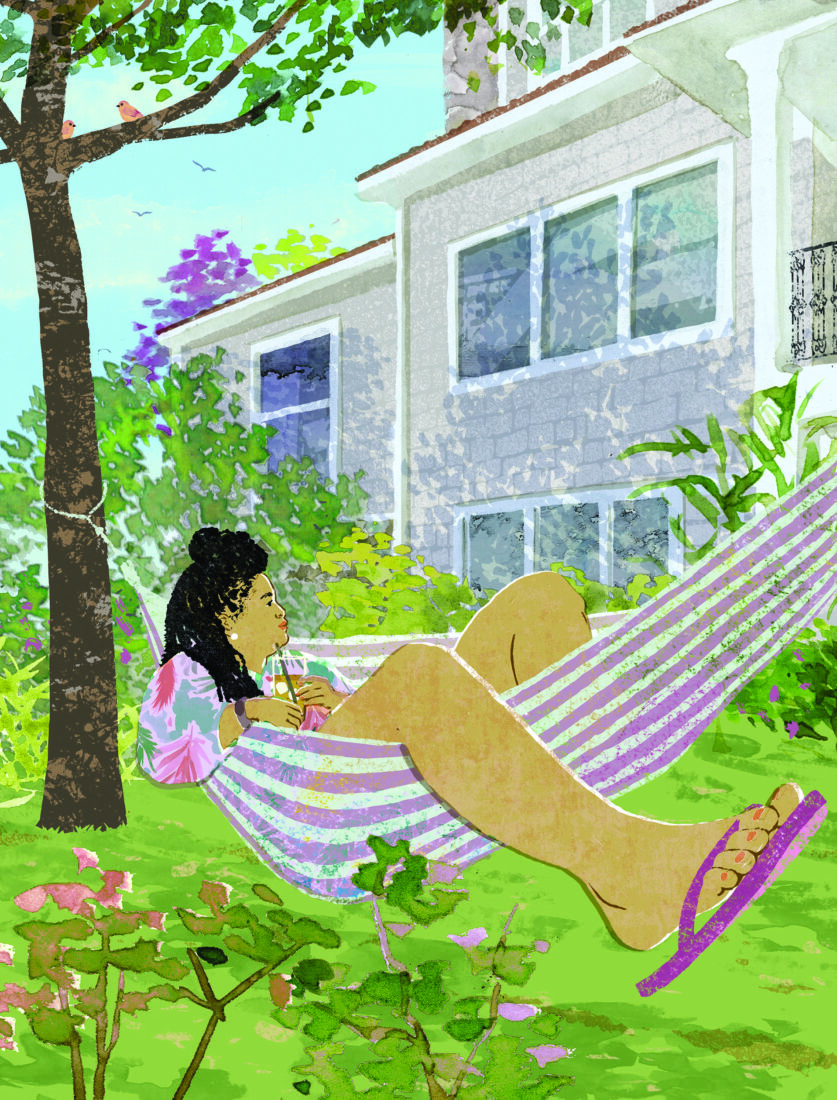 illustration of woman in a hammock