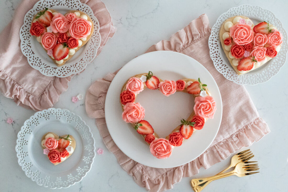spread of Valentine's day desserts