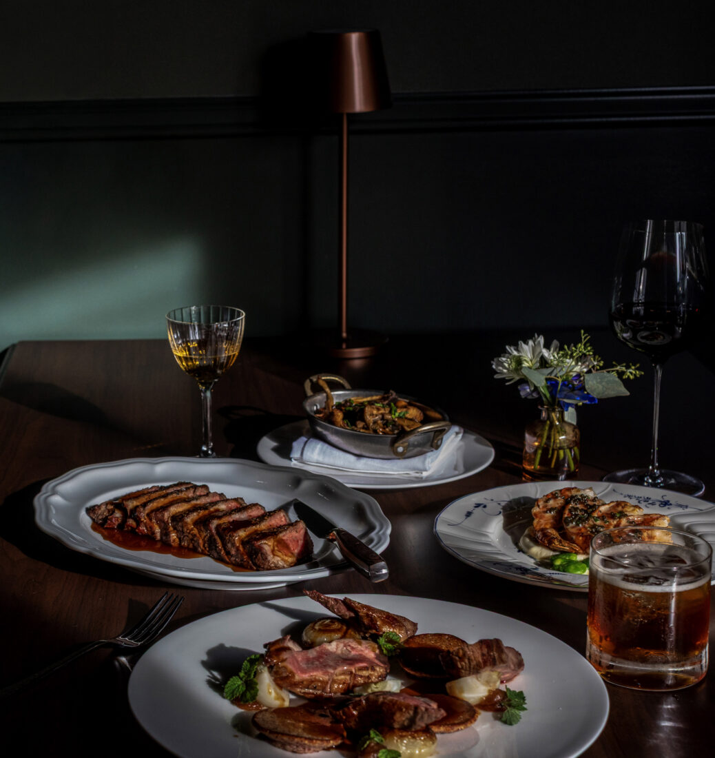 A spread of food on a table