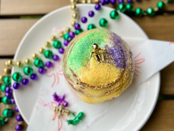 A king cake cinnamon roll