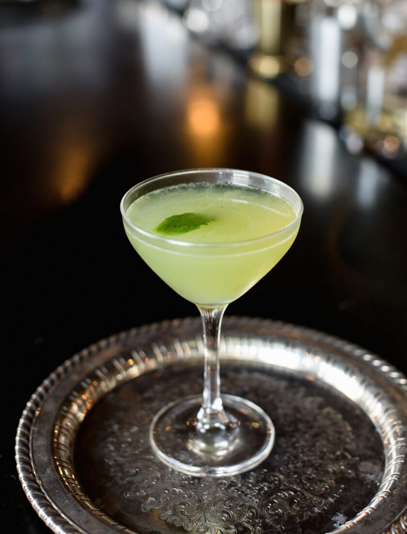A green cocktail