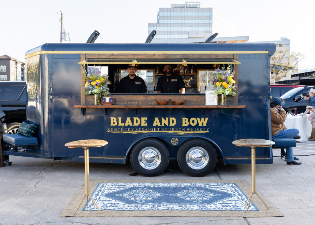 Blade and Bow Bourbon’s horse trailer keeps the cocktails flowing all evening.