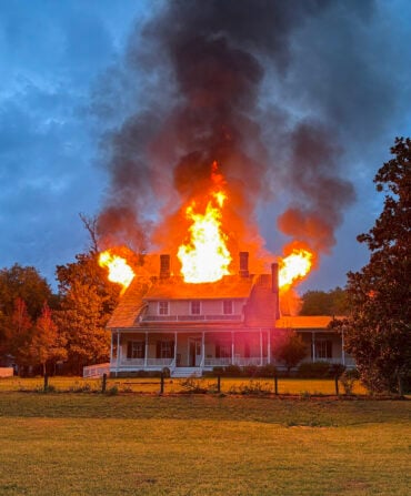 A house on fire