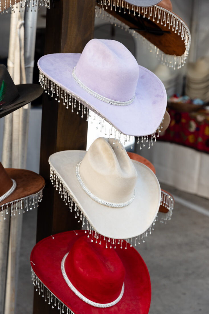 Crystal-trimmed cowboy hats by Topped Hats.