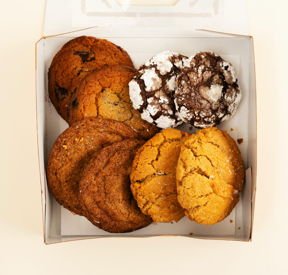 A box of assorted cookies