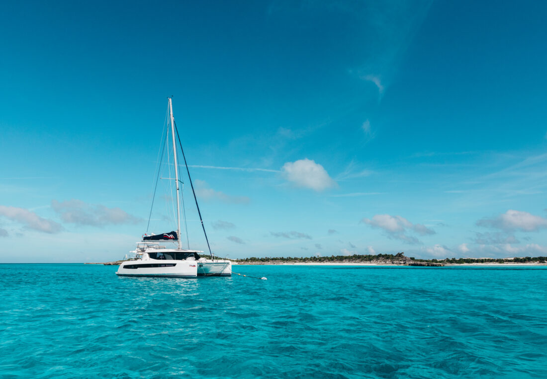 A boat on blue water