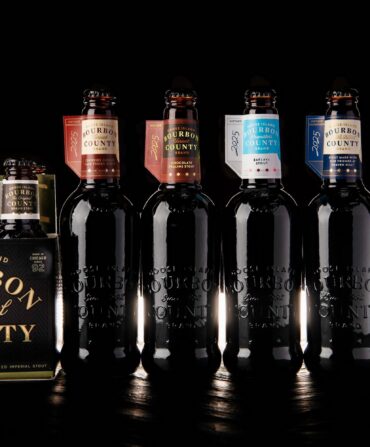 A lineup of beer bottles