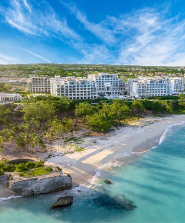 An island with blue water