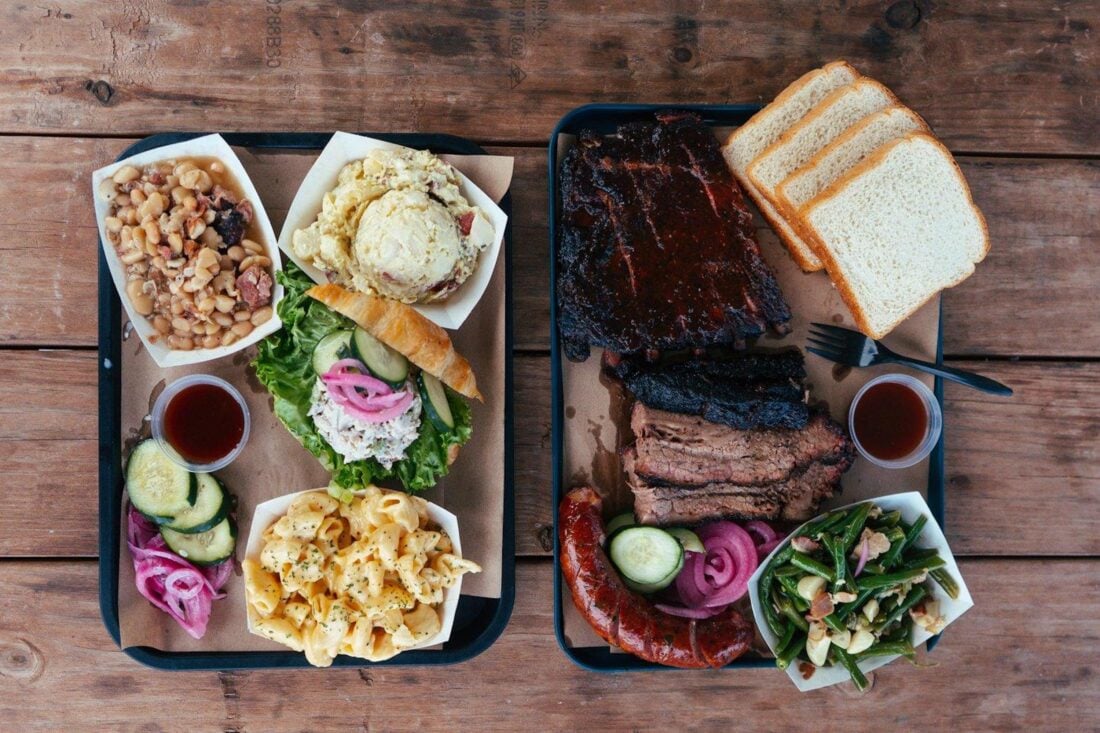 A spread of barbecue food