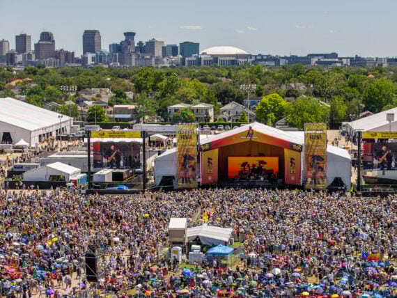 image of main stage and crowd at New Orleans Jazz & Heritage Festival