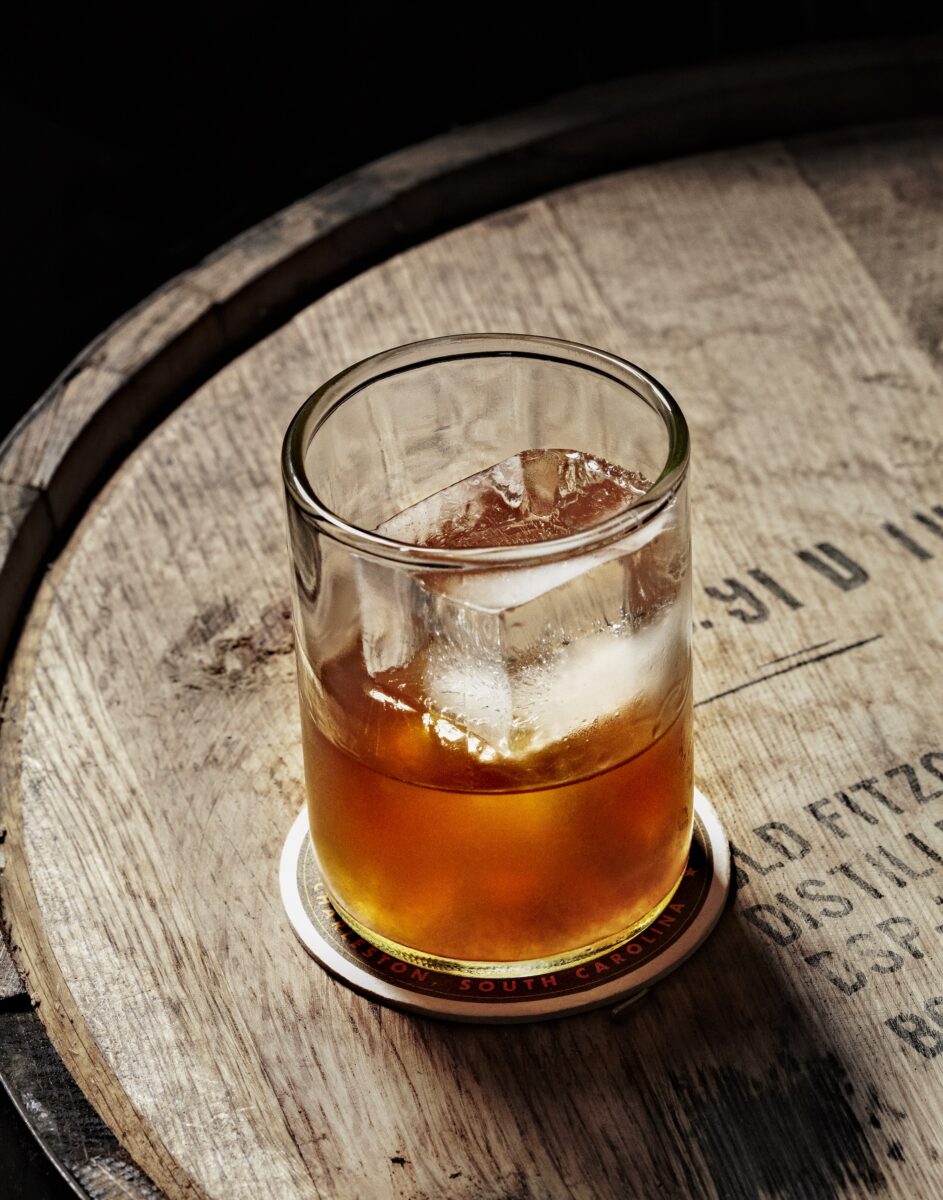 A glass of bourbon