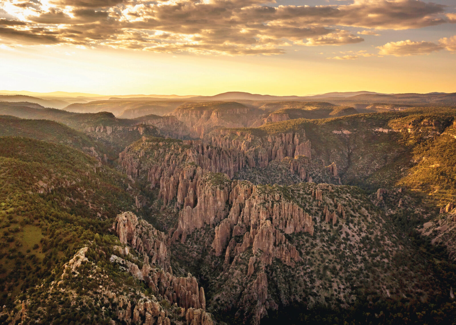 The sun sets over cliffs along the Gila River in southern New Mexico’s Gila Wilderness.