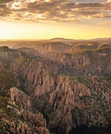 The sun sets over cliffs along the Gila River in southern New Mexico’s Gila Wilderness.