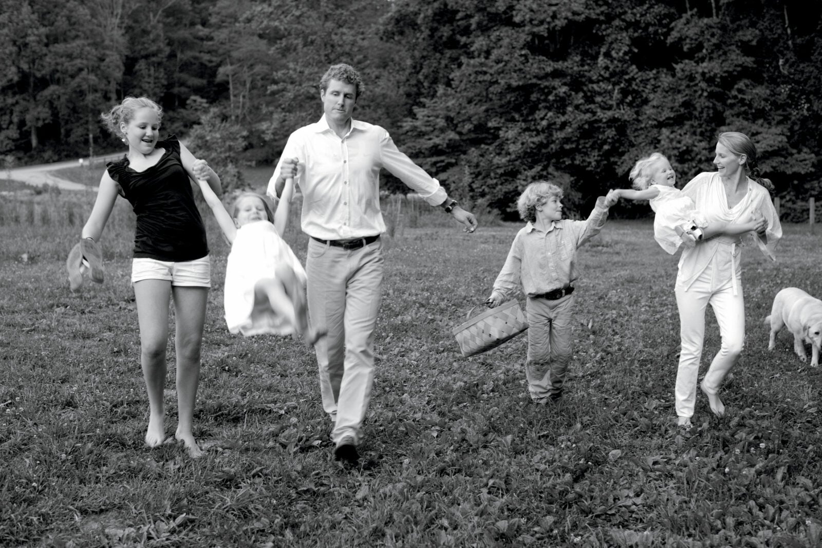 A black and white family photo