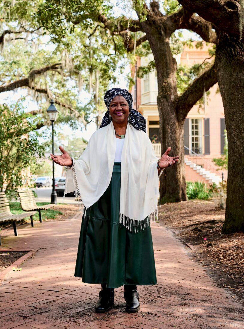 portrait of Patt Gunn in Taylor Square in Savannah, Georgia