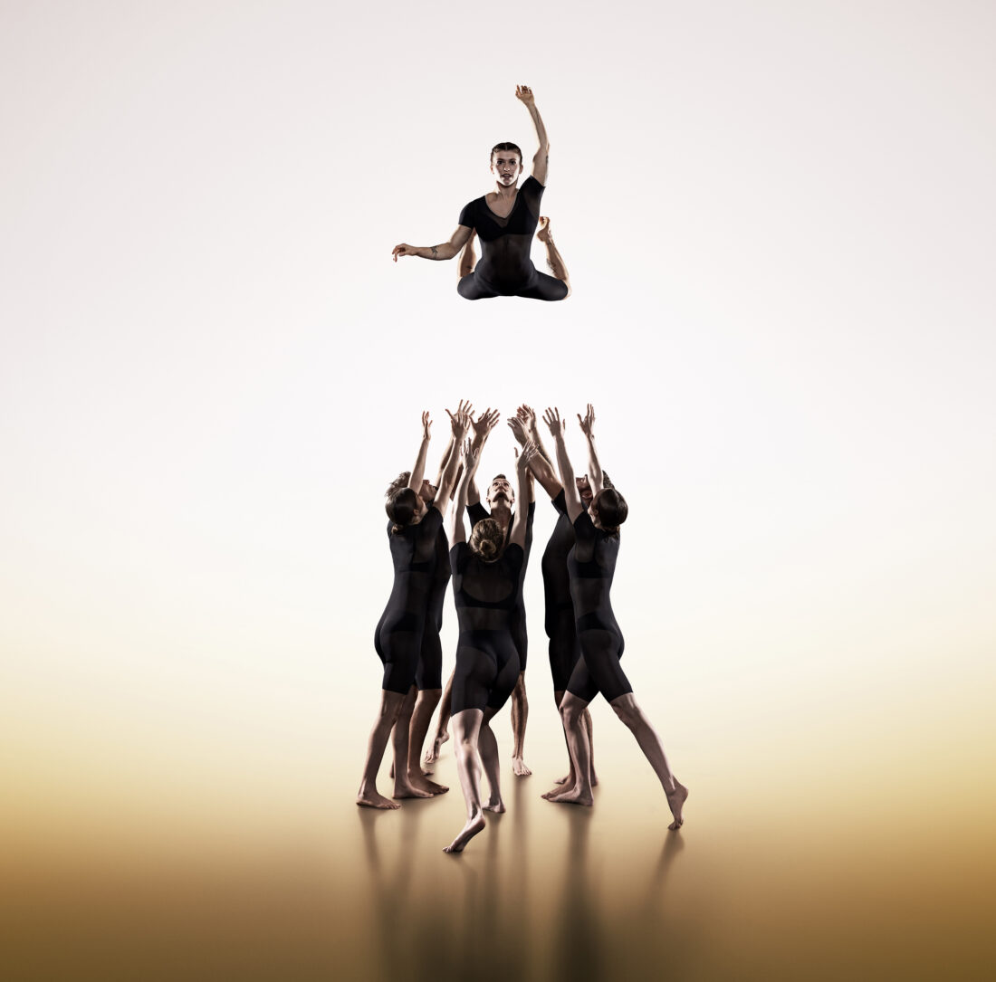 image of a Humans 2.0 performance against a backdrop