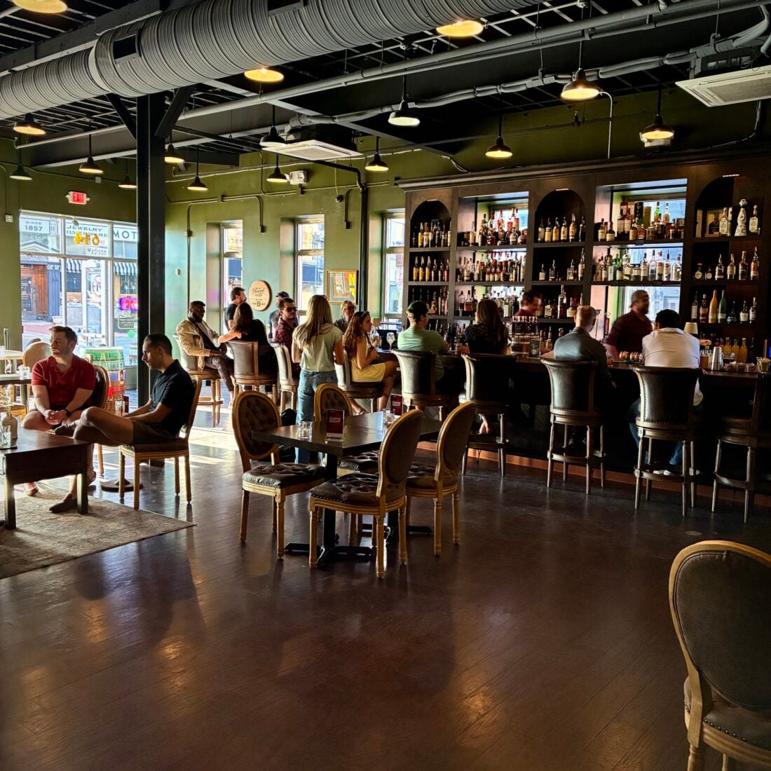 Inside a bar with people