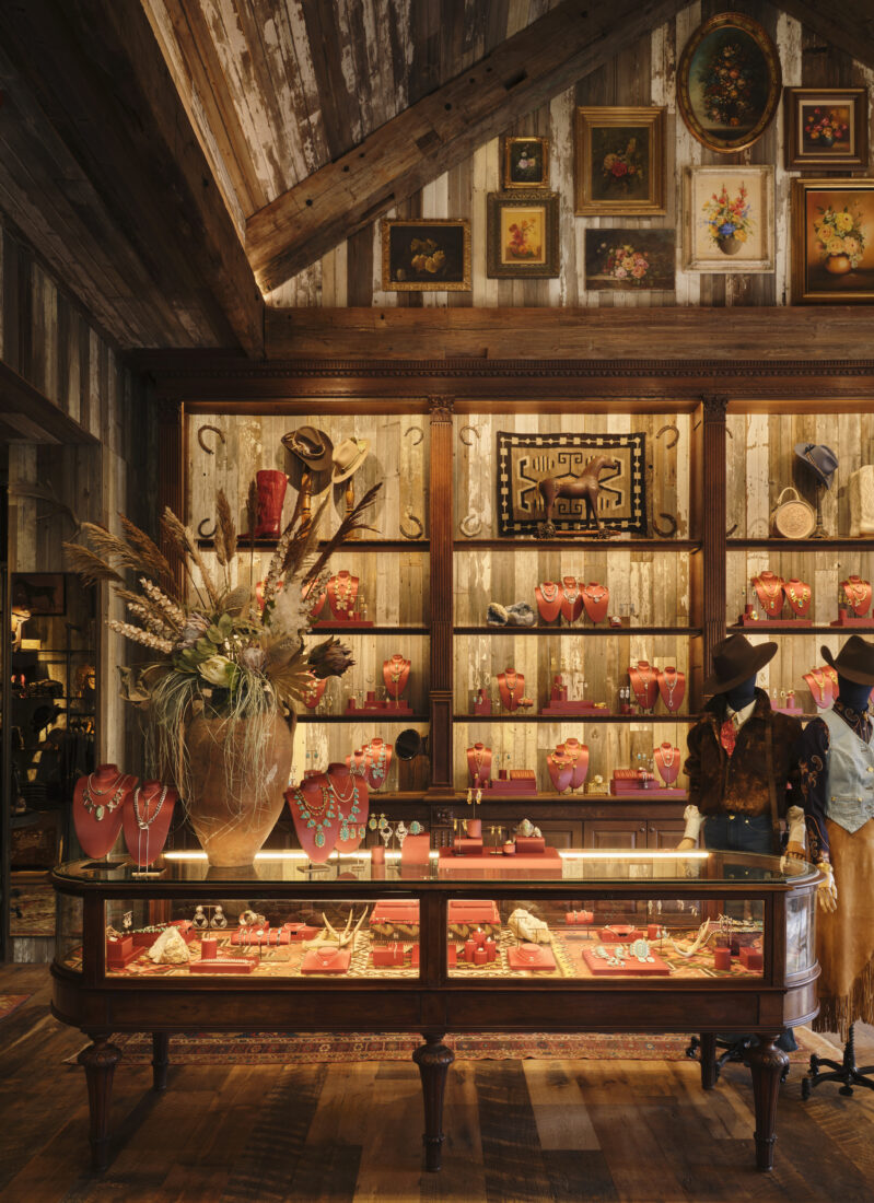 Inside a boutique shop with glass cases of jewlery