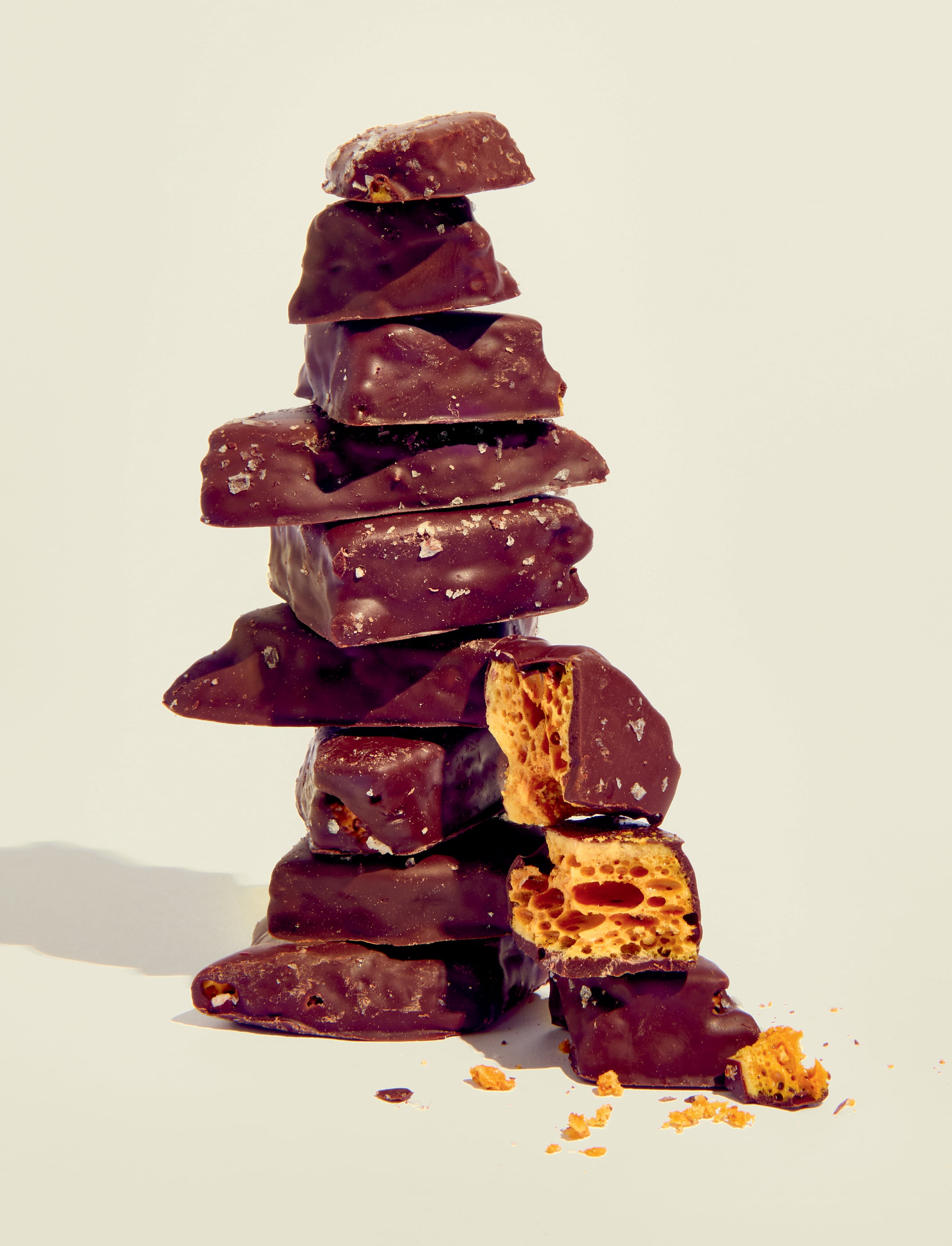 A stack of honeycomb chocolate