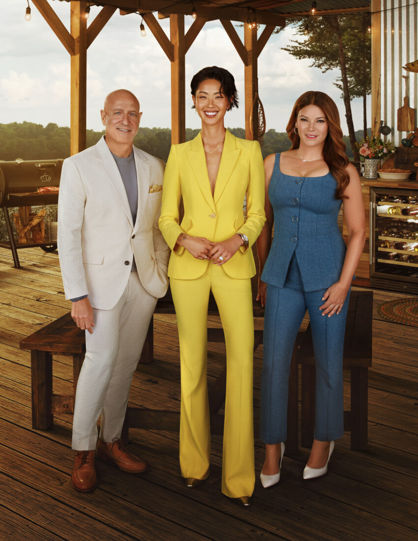 A portrait of three people